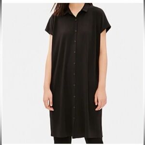 Eileen Fisher Black Button-Down Jersey Dress Size Small